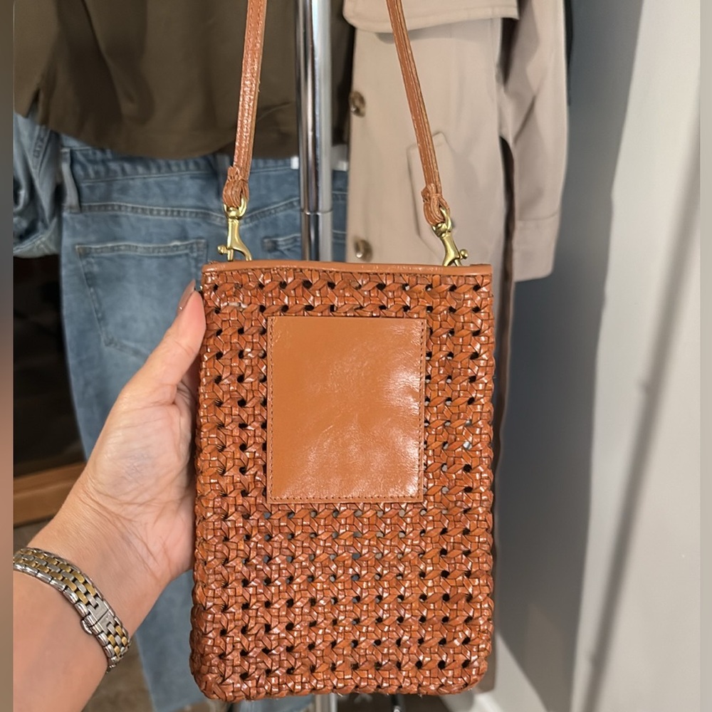 Clare V Poche Rattan Leather Crossbody or Shoulder phone holder